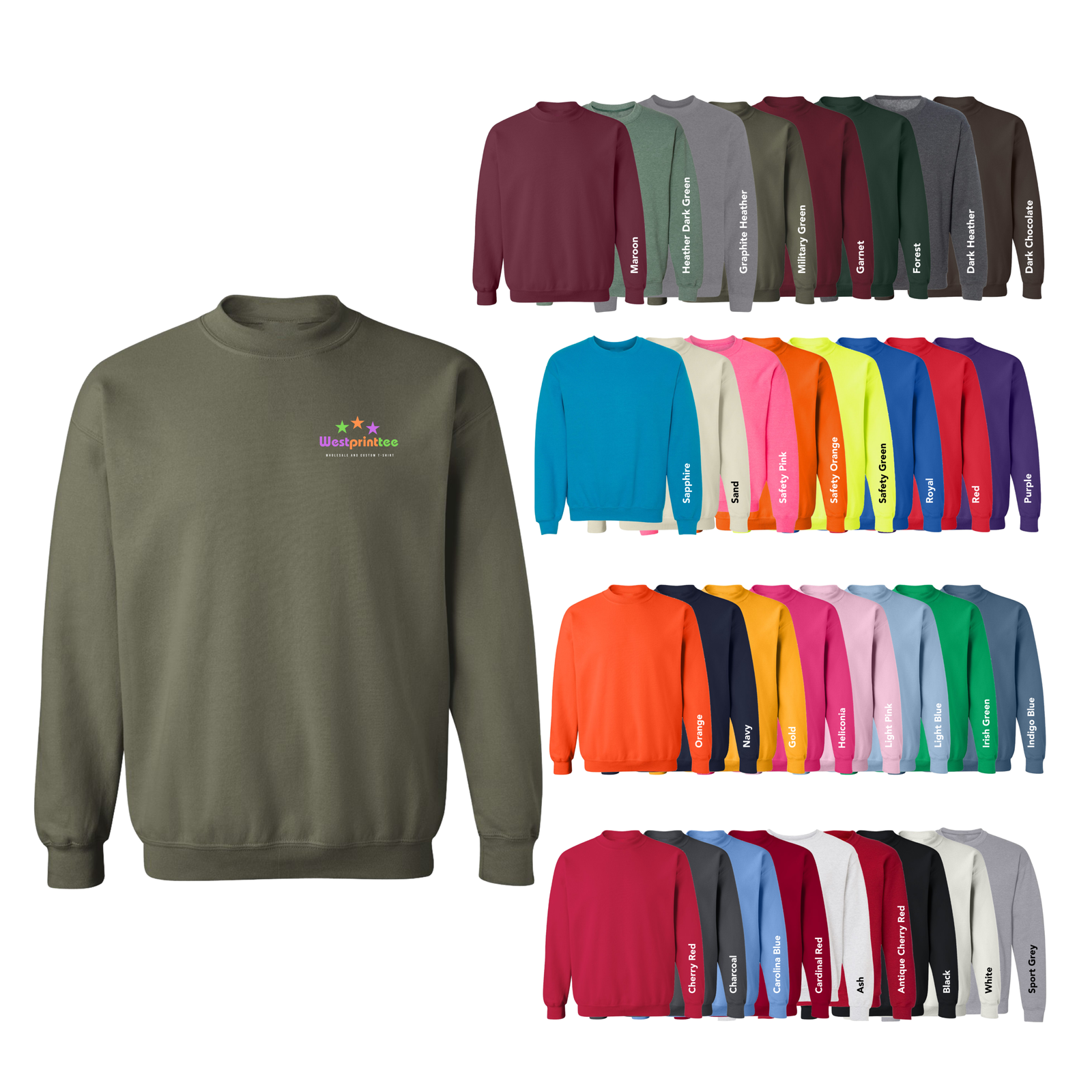 0 (2) 2 Custom DTF Sweatshirt Printing - Gildan 18000 - Image 1